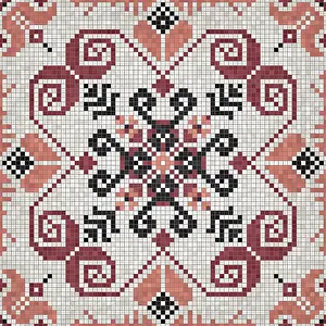 Baroque Art Style Prints: Mosaic tiles background, seamless vector pattern