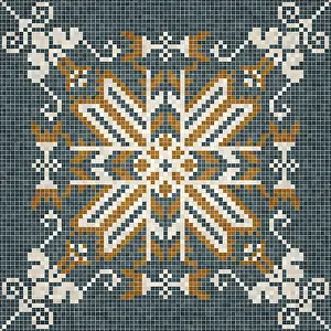 Baroque Art Style Prints: Mosaic tiles background, seamless vector pattern