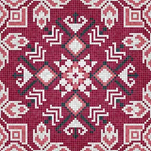 Images Dated 3rd July 2024: Mosaic Tiles Print: Seamless Vector Pattern