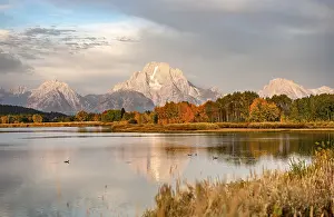 Teton Range Landscape Prints: Mount Moran reflected in Snake River