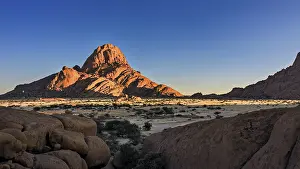 Spitzkoppe Granite Rock Prints: A mountain in Namibia in glowing evening light