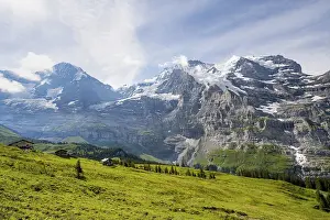 Swiss Alps Landscape Photography Prints: Mountain panorama with peaks Eiger