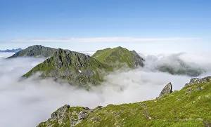 Norwegian Alpine Landscape Prints: Mountain peaks above the clouds