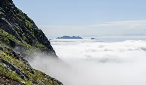 Cloudy Mountain Landscape Prints: Mountain peaks above the clouds