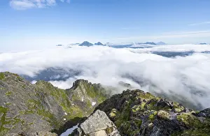 Lofoten Norway Prints: Mountain peaks above the clouds