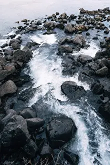 Icelandic Landscape Prints: Mountain river from Ehsaraurfoss Falls