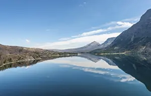 Glacier National Park Prints: Mountains reflected in the lake