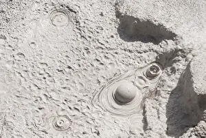 New Zealand Volcanic Area Prints: Mud pool, bubbling mud pot, hot spring