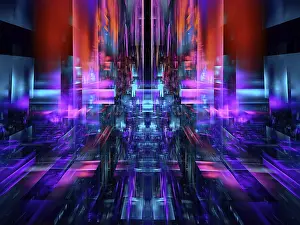 Modern Building Design Prints: Multicolor technology style background