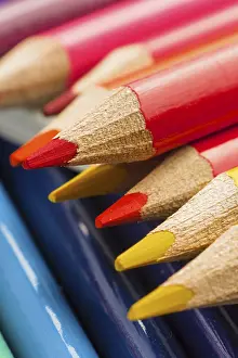 Deserted Office Supplies Prints: Multiple colored pencils grouped together