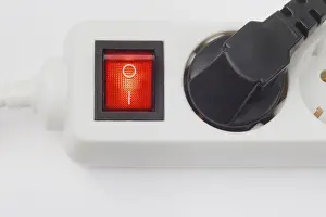 Power Supply Socket Prints: Multiple outlet socket, on/off switch glowing red