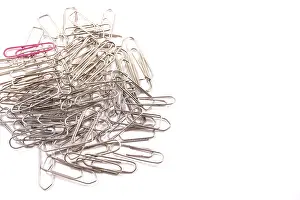 Writing Supplies Prints: Multiple paper clips on a white background