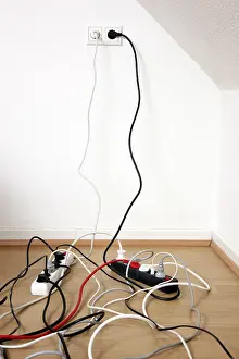 Electrical Wire Management Prints: Multiple power strips for connection of multiple electrical devices