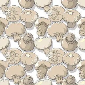 Editable Vector Template Prints: Mushrooms repeating pattern, editable vector template