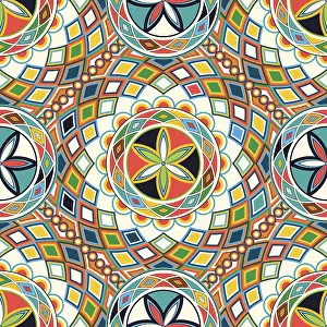 Colorful Geometric Patterns Prints: Najdi style vector seamless pattern