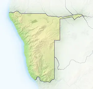 Prints of Namibia, shaded relief map Map Prints: Namibia Shaded Relief Map Print