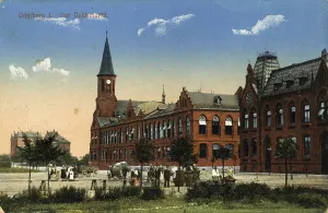 Vintage Greeting Card Design Prints: Naschmarkt in Oderberg, today Bohumin