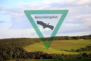 Eco Friendly Symbolism Prints: Nature reserve with transparent sign, composing