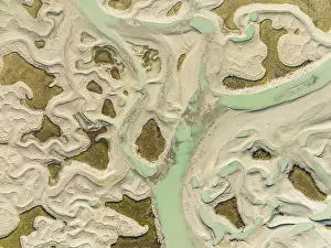 Low Tide In Cádiz Province Prints: Network of channels and streams at low tide