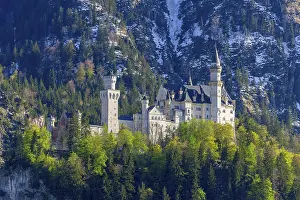 German Castles And Palaces Prints: Neuschwanstein Castle in spring