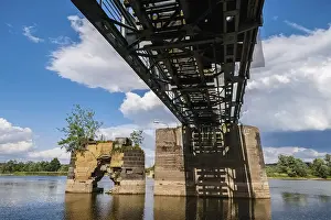 Central Europe Travel Destination Prints: New and old bridge across the river Oder