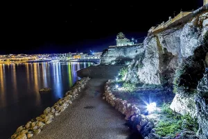Prints of Night view of harbor of Otranto, Greek-Messapian city on the Adriatic Sea in Italy Otranto Prints: Night View of Otranto Harbor Print, Adriatic Sea Italy
