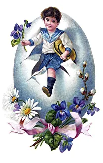 Easter Greeting Card Prints: Nostalgic greeting card for Easter