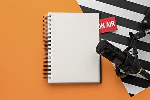 Empty Notebook Prints: Empty notebook microphone