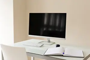 Office Worker Stress Prints: Notebook near computer office