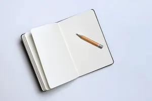 Office Supplies Isolated Prints: Notebook and pencil, memory aid
