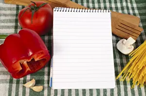 Vintage Recipe Notebook Prints: Notebook to write recipes and vegetables around it