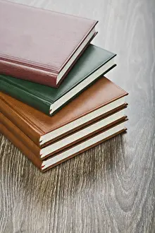 Wooden Background Image Prints: Five notebooks
