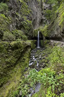 Madeira Landscape Prints: Nova waterfall and Moinho in a gorge