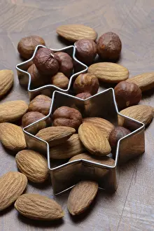Hazelnut Nutrition Prints: Nuts and cookie cutters, almonds and hazelnuts