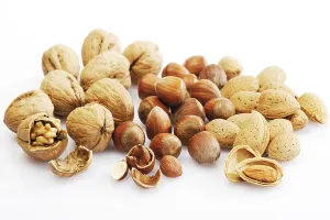 Studio Shot Almonds Prints: Nuts: walnuts, hazelnuts and almonds