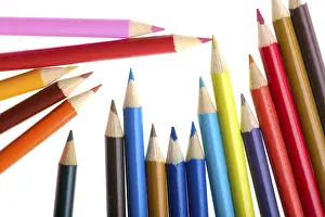 Isolated Writing Utensils Prints: Object on white - Colored crayon close up