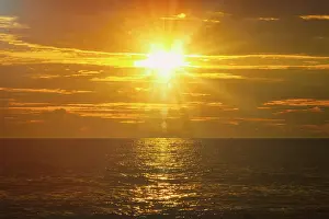Cloudy Atmospheric Light Prints: Ocean sunset with great cloudscape