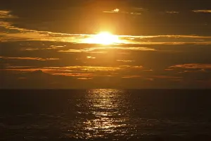 Atmospheric Ocean View Prints: Ocean sunset with great cloudscape