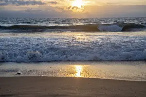 Western Europe Coastal Views Prints: Ocean waves breaking on a sandy beach