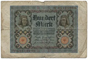 100 Marks German Reichsbanknote Print, Front Side