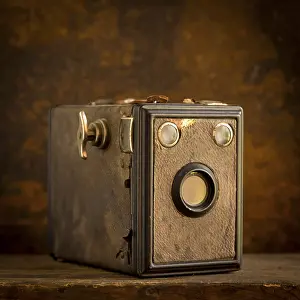 Old Camera Prints: Old camera on brown background
