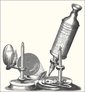 17th Century Microscope Print