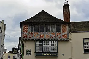 Prints of Old timber-frame building with decorated windows and chimney, Canterbury, Kent, England, Great Britain Canterbury Prints: Old Timber-Frame Building Print, Canterbury, England