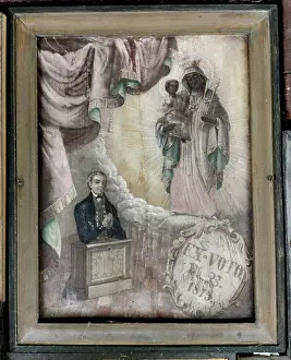 German Sacred Building Prints: Old, weathered votive panel, intercession