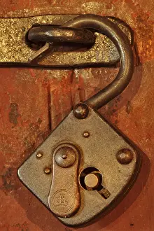 Old Padlock Prints: Open old padlock