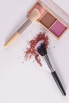 Beauty Cosmetics Prints: An open pack of multi-colored blush