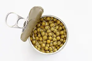 Nutrition Facts Prints: Opened tin of peas, from above