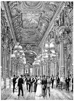 Vintage Engraved Illustration Art Prints: Opera, the focus of the public