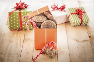 Orange Colored Baked Goods Prints: Orange colored gift box full of sweets