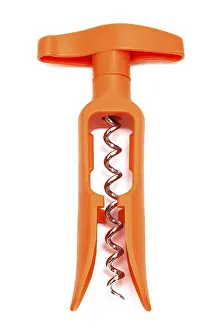 Isolated On White Background Prints: Orange plastic corkscrew on a white background
